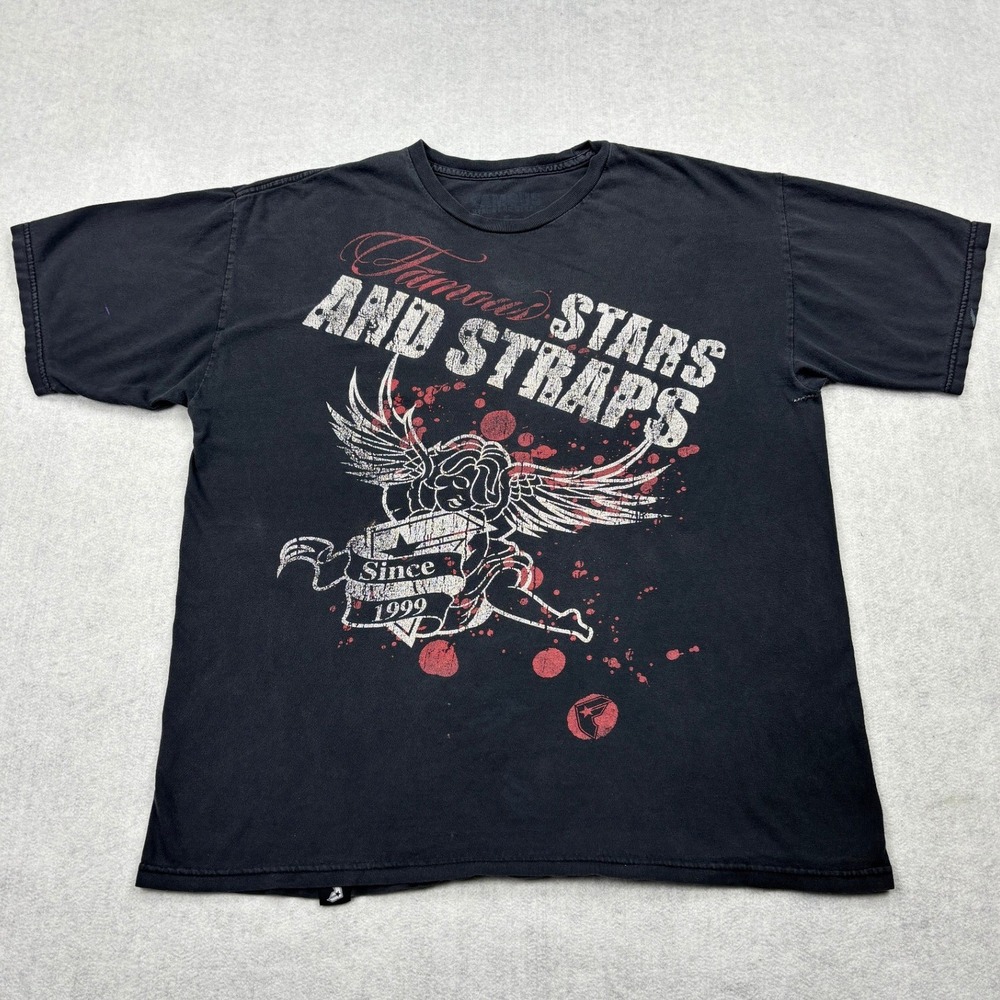 Famous Stars and Straps Shirt Mens Large Black Angel Since 1999 Y2K Skate T FSAS